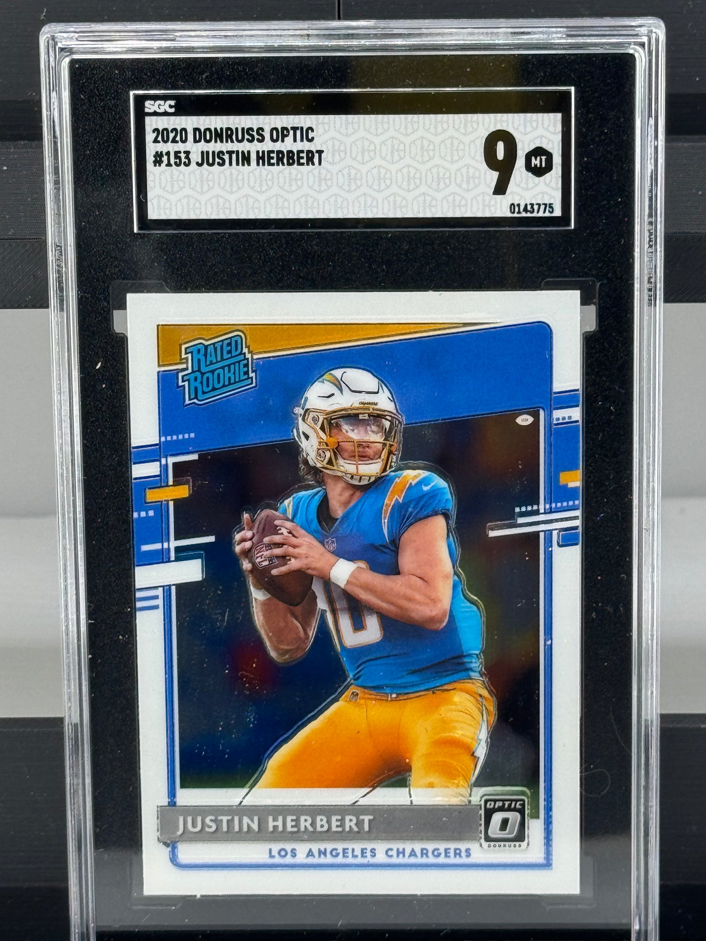 2020 Donruss Optic #153 Justin Herbert RC SGC 9 Los Angeles Chargers