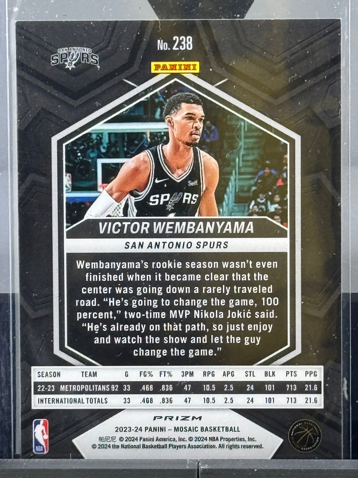 2023-24 Mosaic #238 Victor Wembanyama Blue Reactive Prizm RC San Antonio Spurs