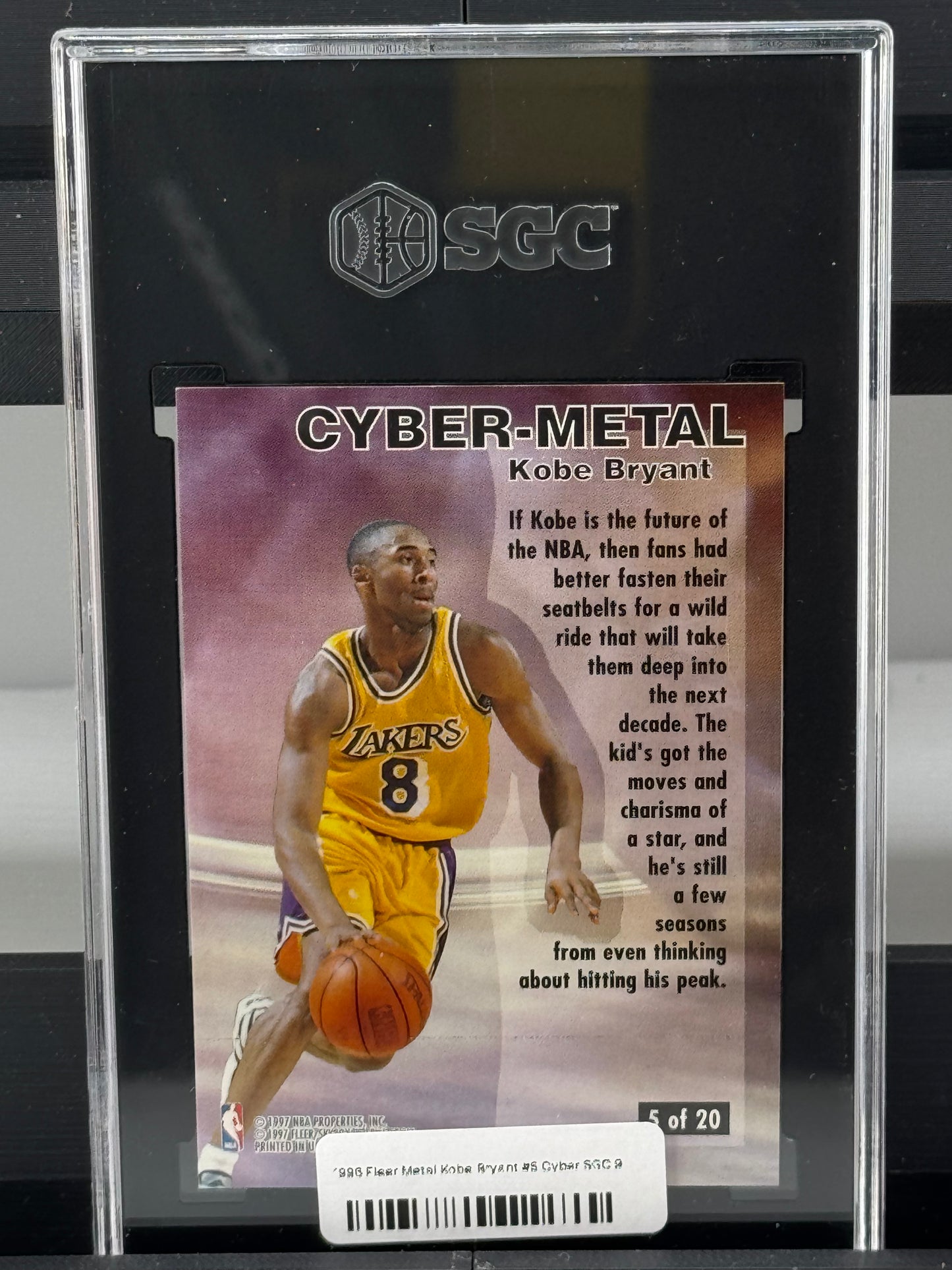 1996-97 Fleer Metal #5 Kobe Bryant Cyber Metal SGC 9 Los Angeles Lakers