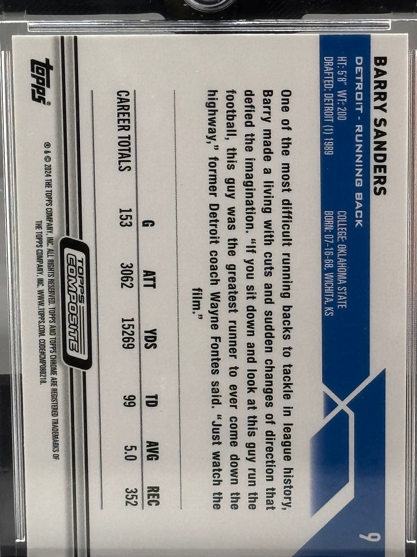 2024 Topps Chrome #9 Barry Sanders Sepia Refractor Detroit Lions
