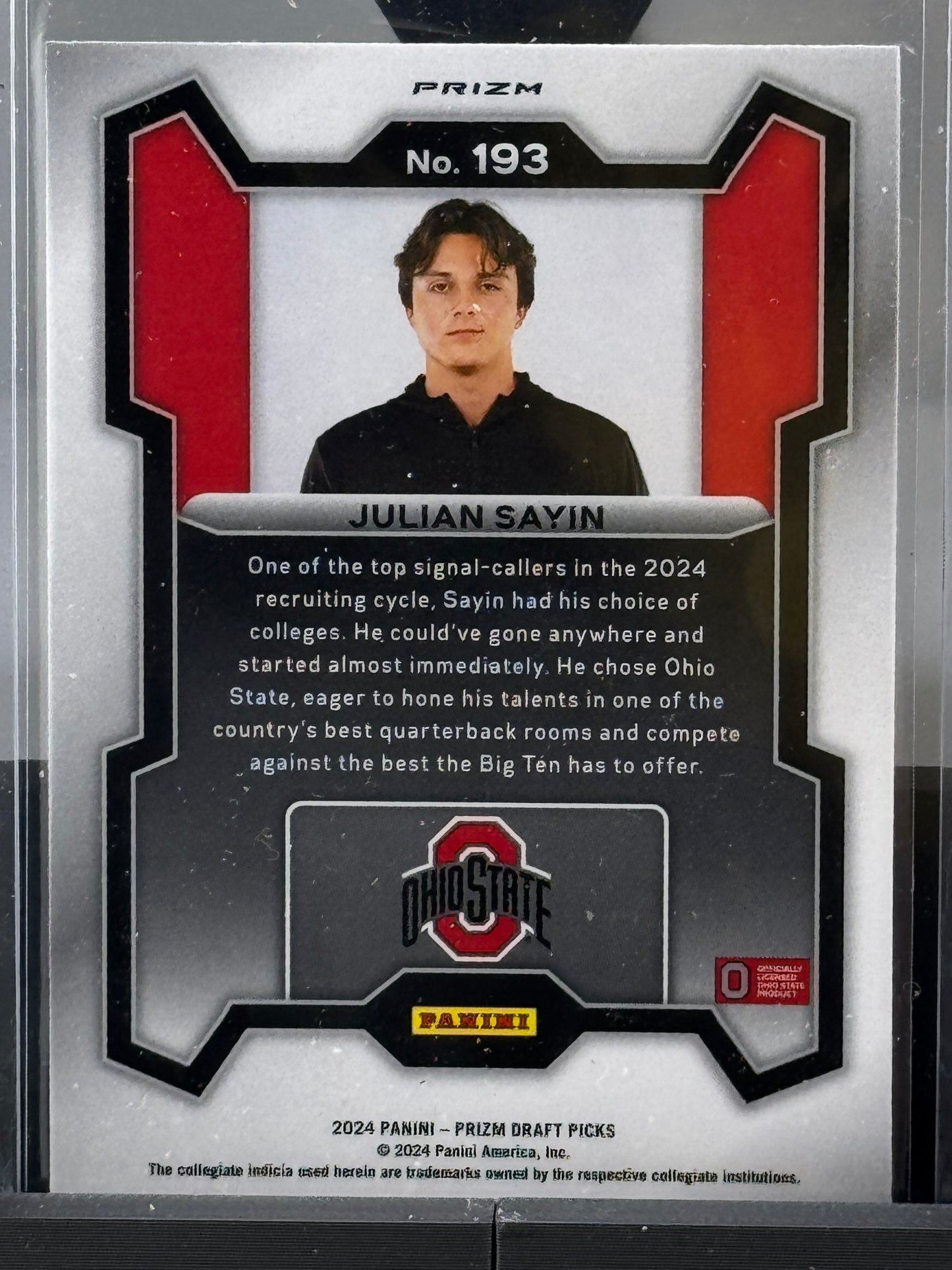 2024 Panini Prizm Draft Picks #193 Julian Sayin Purple Wave RC Ohio State