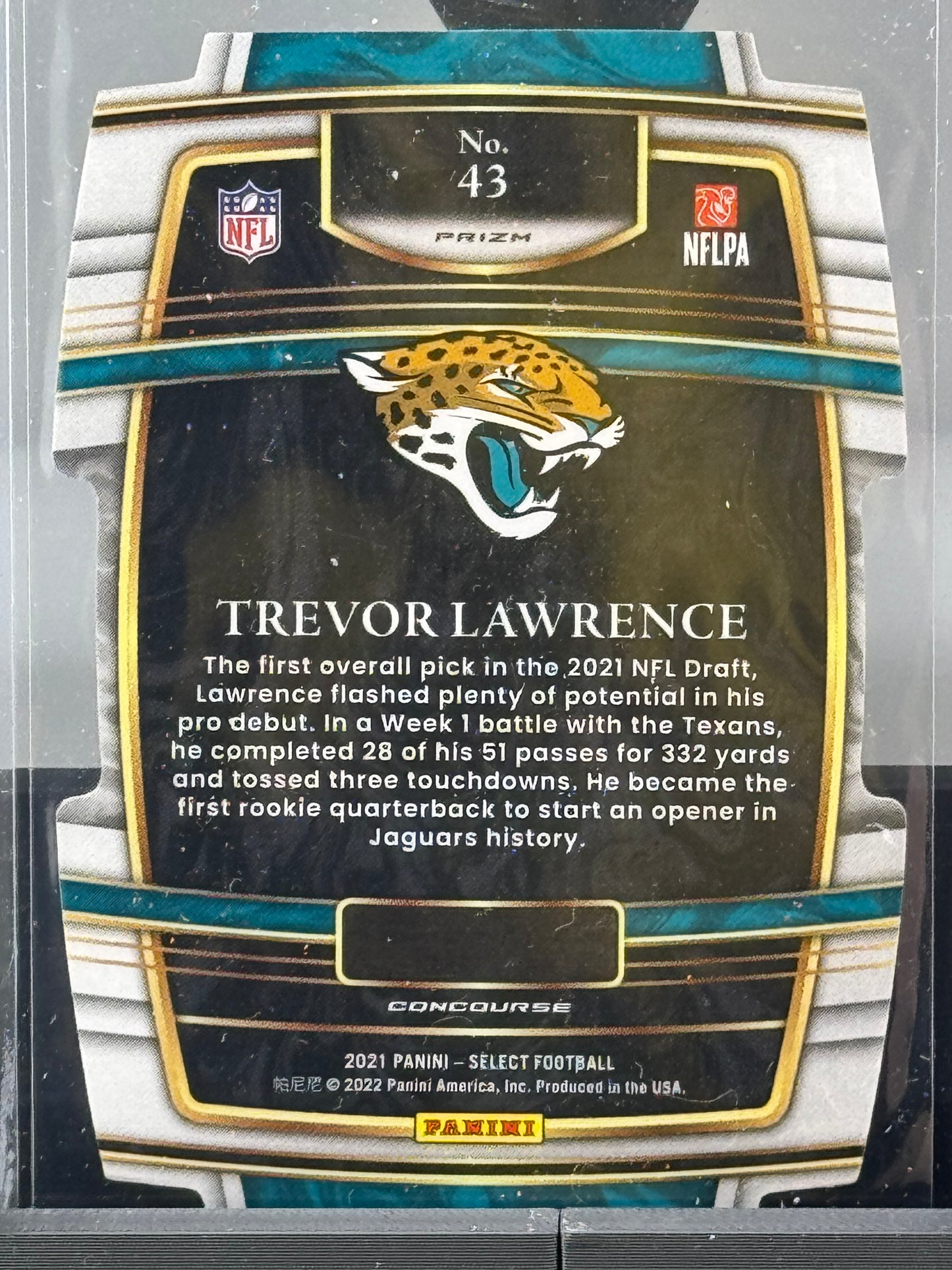 2021 Select #43 Trevor Lawrence Yellow Red Die Cut RC Jacksonville Jaguars