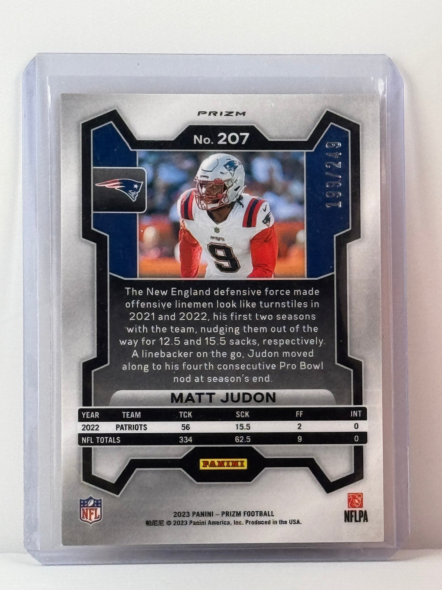 2023 Prizm #207 Matt Judon Orange 199/249