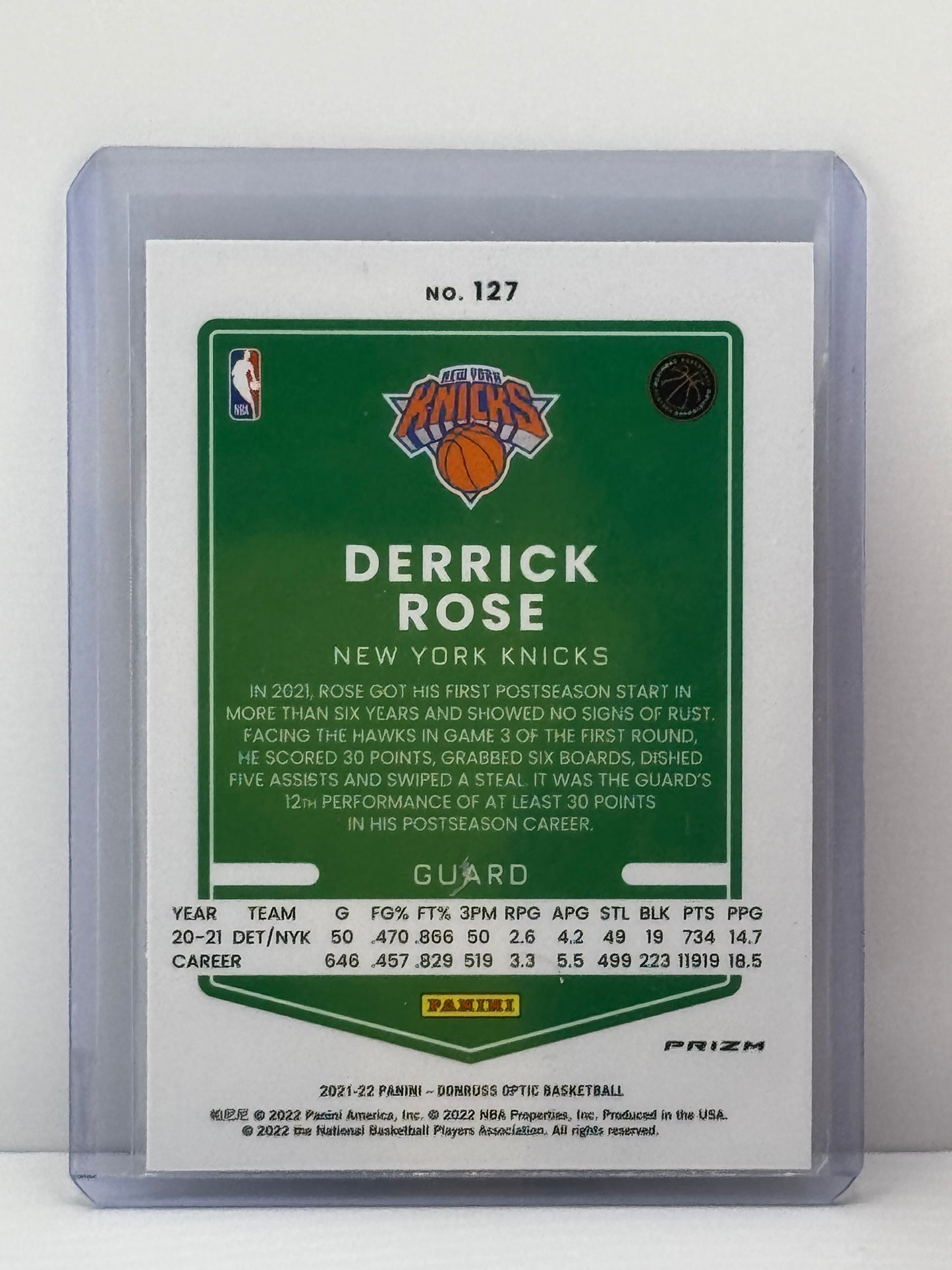 2021-22 Donruss Optic #127 Derrick Rose Silver Pulsar Prizm