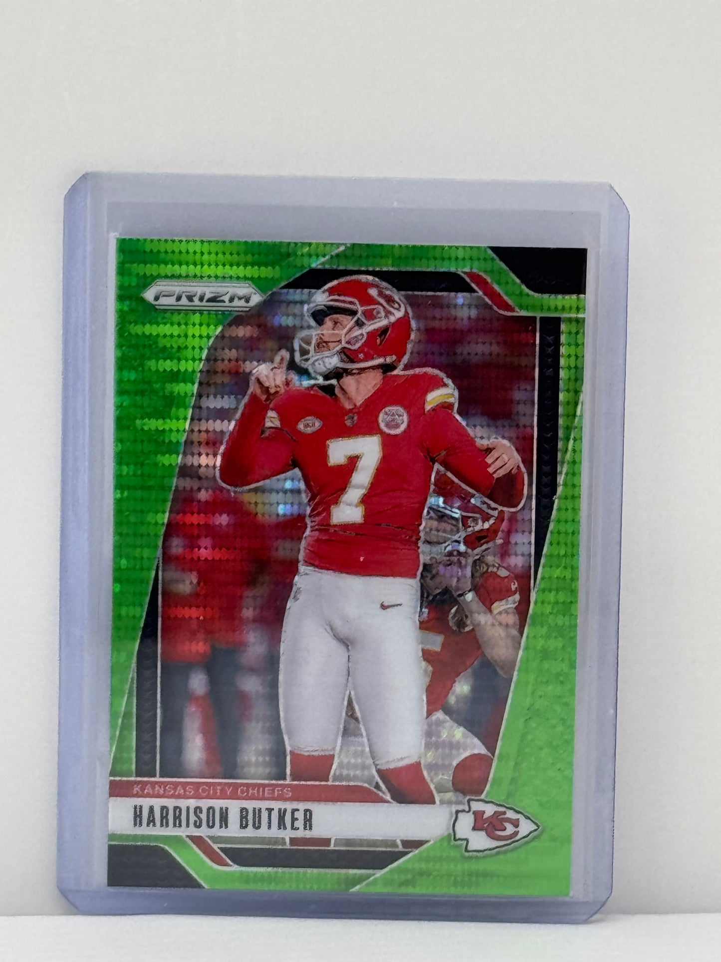 2024 Prizm #144 Harrison Butker Neon Green Pulsar Prizm