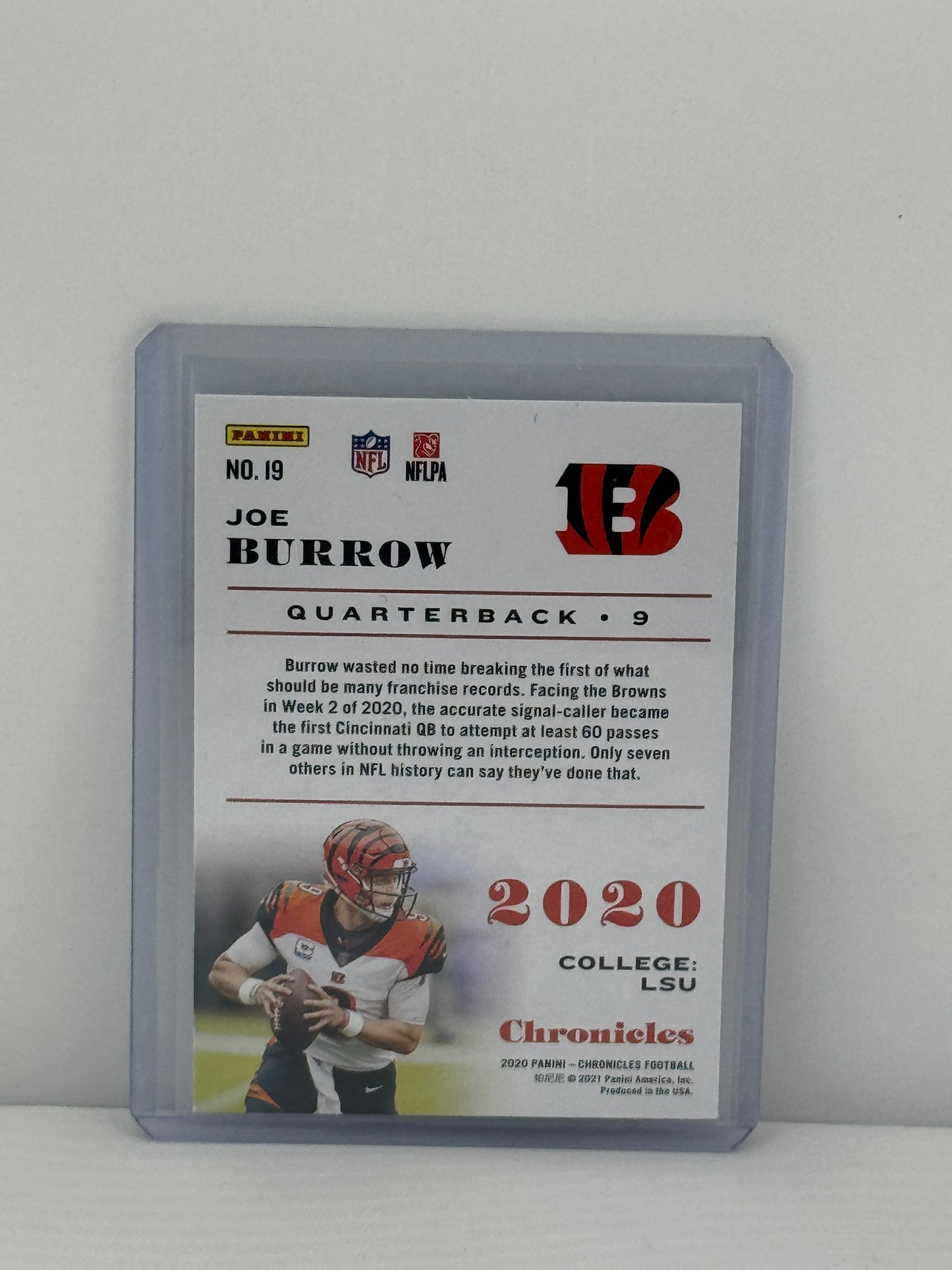 2020 Panini Chronicles #19 Joe Burrow Teal RC Cincinnati Bengals
