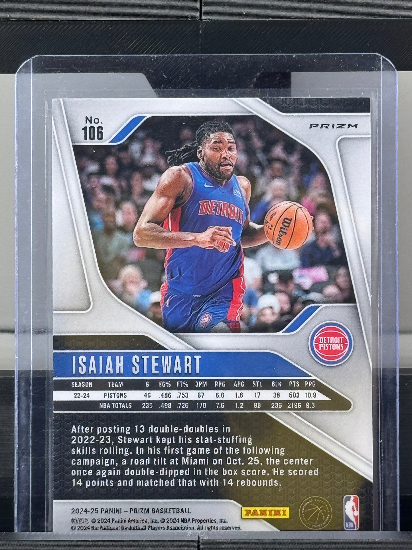 2024-25 Prizm #106 Isaiah Stewart Pink Cracked Ice Prizm Detroit Pistons
