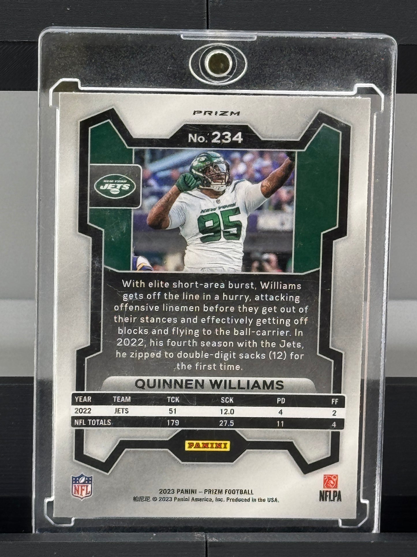 2023 Panini Prizm #234 Quinnen Williams White Black Checkerboard Prizm New York Jets