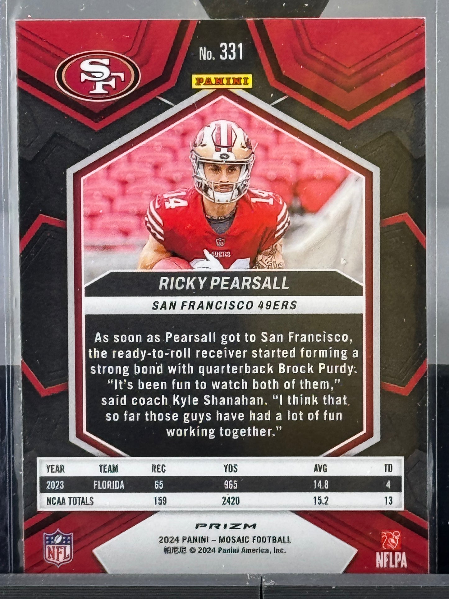 2024 Mosaic #331 Ricky Pearsall Genesis Prizm RC San Francisco 49ers
