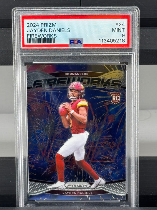 2024 Panini Prizm #24 Jayden Daniels Fireworks RC PSA 9 Washington Commanders