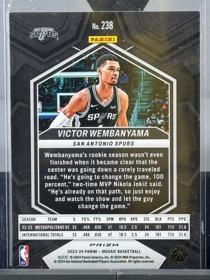2023-24 Mosaic #238 Victor Wembanyama Blue Reactive Prizm RC San Antonio Spurs