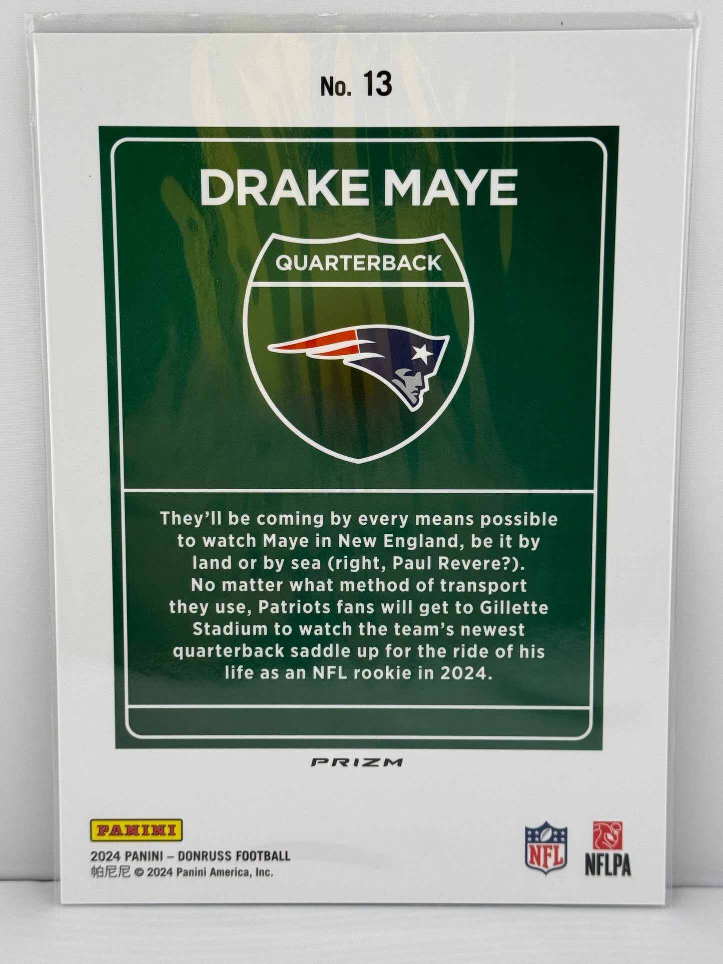 2024 Panini Donruss #13 Drake Maye Jumbo Downtown