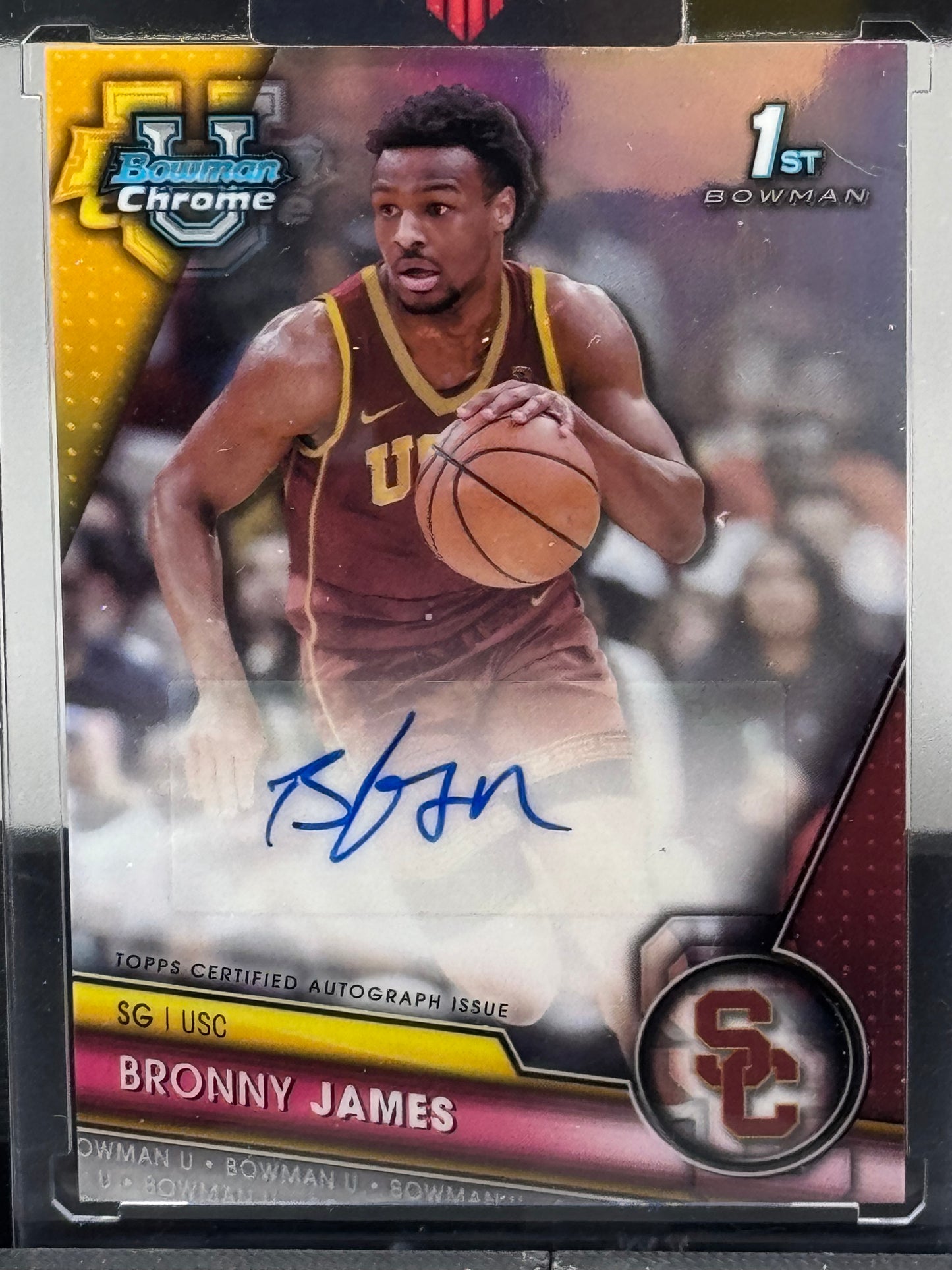 2023-24 Bowman University Chrome #BCPA-BJ Bronny James Auto Refractor 1st Bowman USC