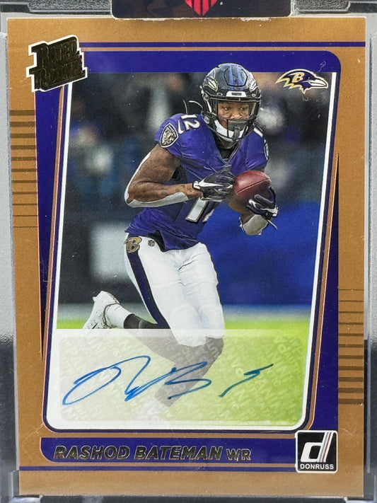 2021 Donruss #265 Rashod Bateman Bronze Auto RC Baltimore Ravens