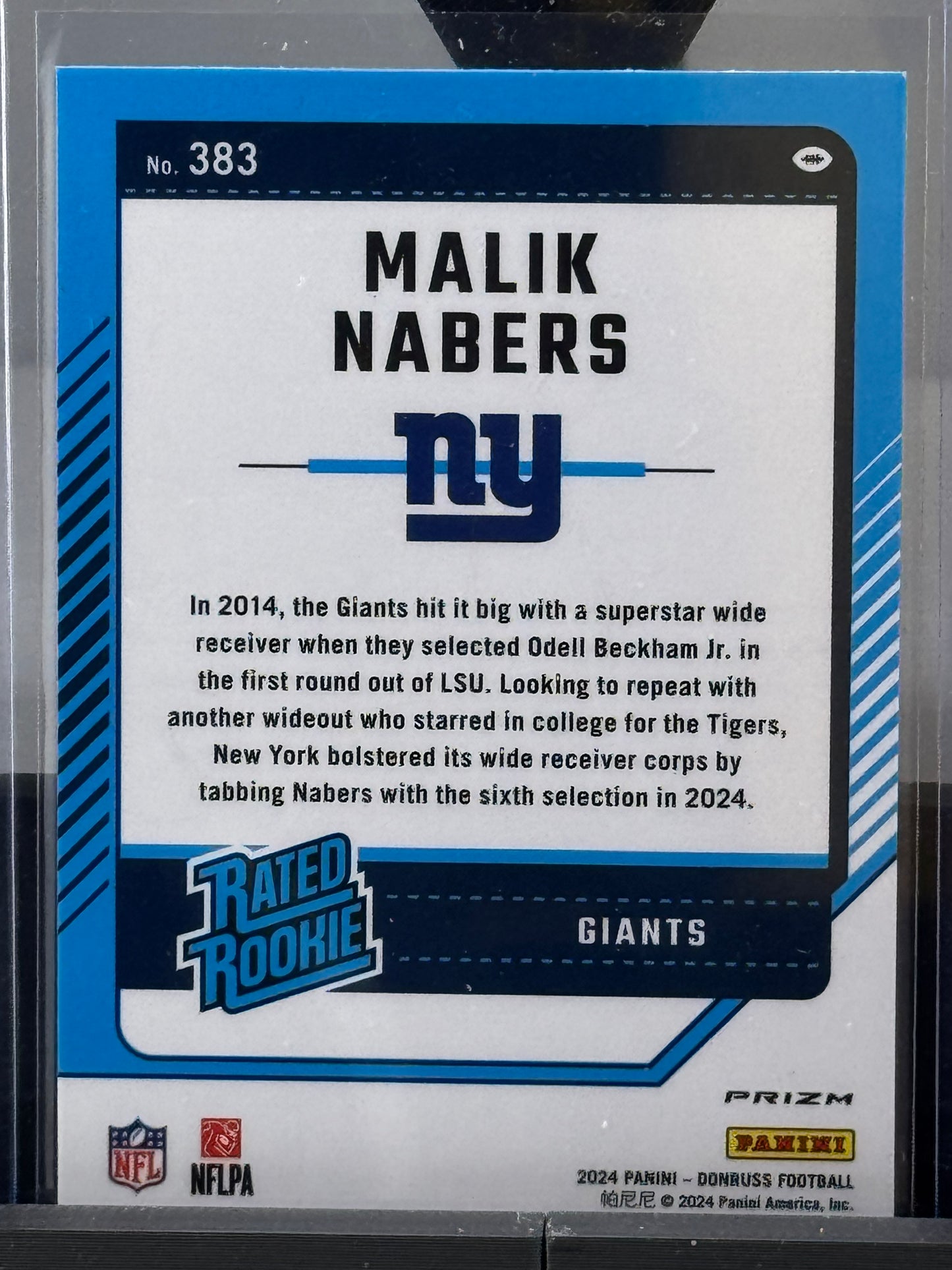 2024 Donruss #383 Malik Nabers  Optic Preview Pink RC New York Giants