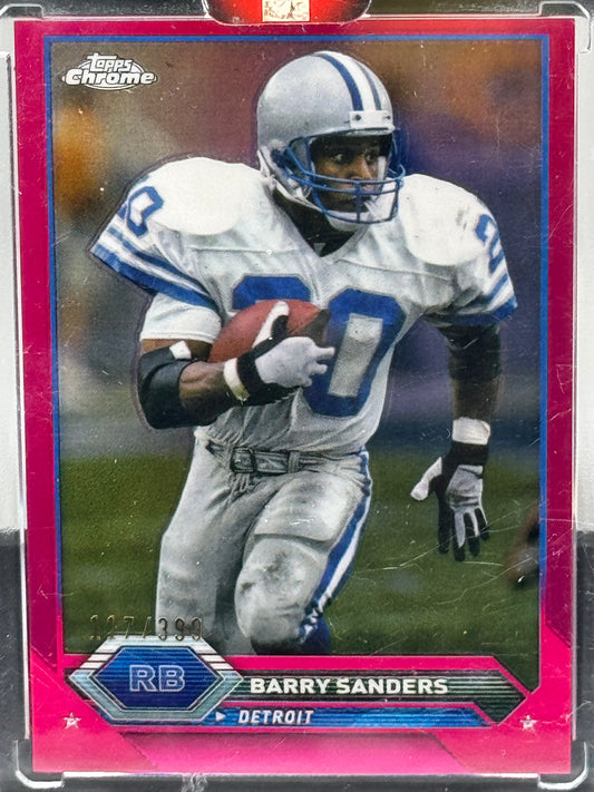2024 Topps Chrome #9 Barry Sanders Pink Refractor 117/399 Detroit Lions