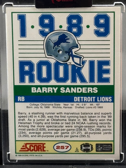 1989 Score #257 Barry Sanders RC Detroit Lions