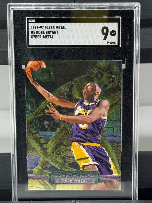 1996-97 Fleer Metal #5 Kobe Bryant Cyber Metal SGC 9 Los Angeles Lakers