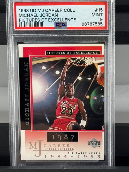 1998 Upper Deck MJ Career Collection #15 Michael Jordan Pictures of Excellence PSA 9