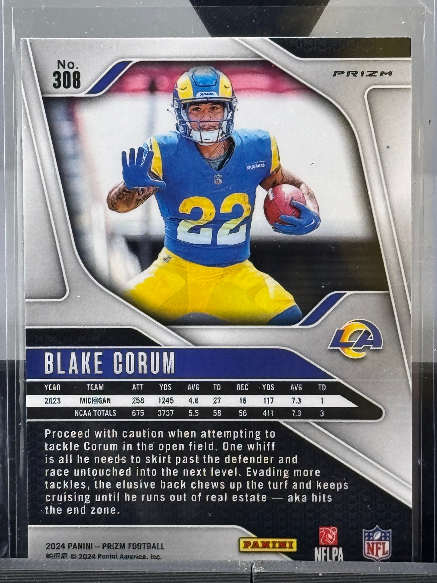 2024 Panini Prizm #308 Blake Corum Silver Prizm RC Los Angeles Rams