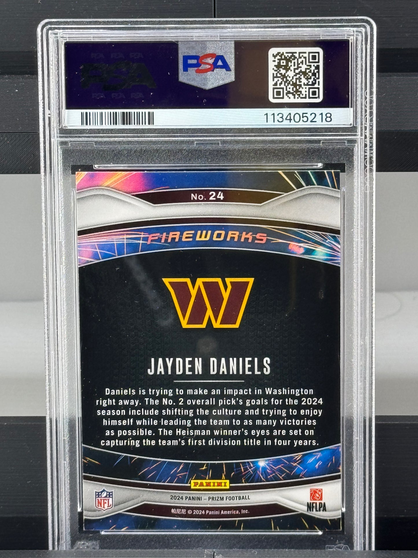 2024 Panini Prizm #24 Jayden Daniels Fireworks RC PSA 9 Washington Commanders