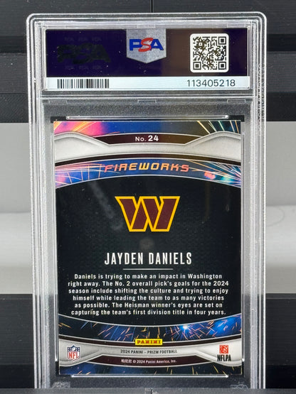 2024 Panini Prizm #24 Jayden Daniels Fireworks RC PSA 9 Washington Commanders