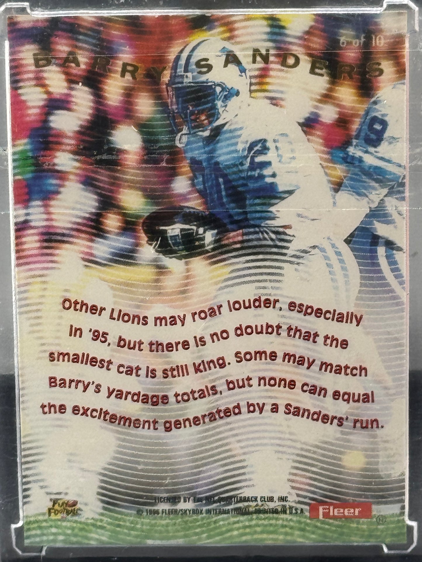 1996 Fleer Ultra #6 of 10 Barry Sanders Pulsating Detroit Lions