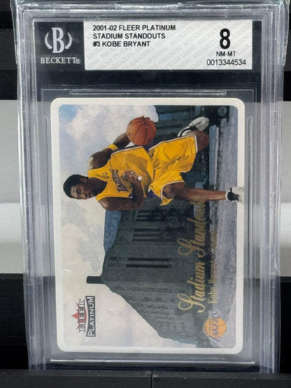 2001-02 Fleer Platinum Stadium Standouts #3 Kobe Bryant BGS 8 Los Angeles Lakers