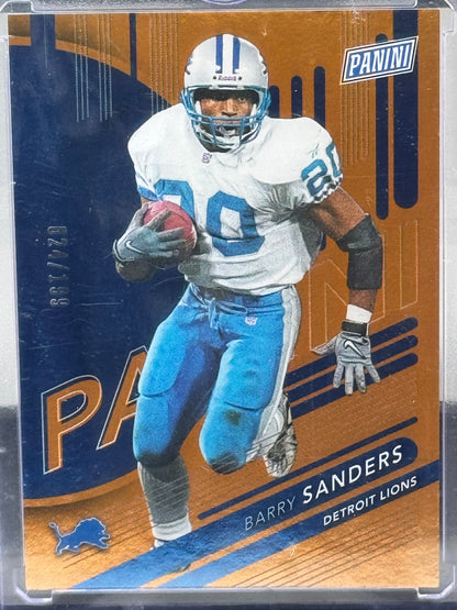 2024 Panini The Nationals #19 Barry Sanders Orange 24/199 Detroit Lions