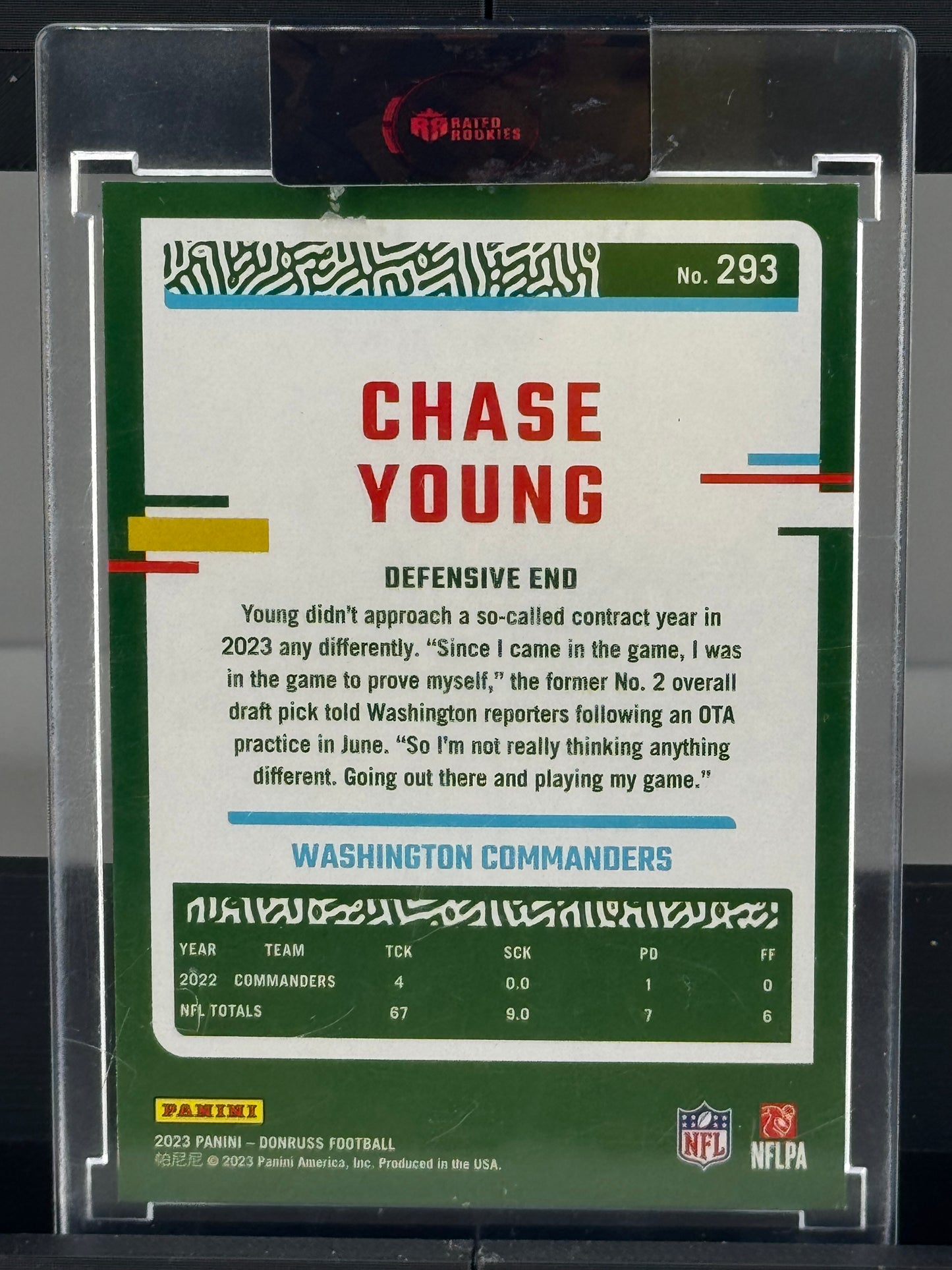 2023 Donruss #293 Chase Young Purple Prizm 2/4 Washington Commanders