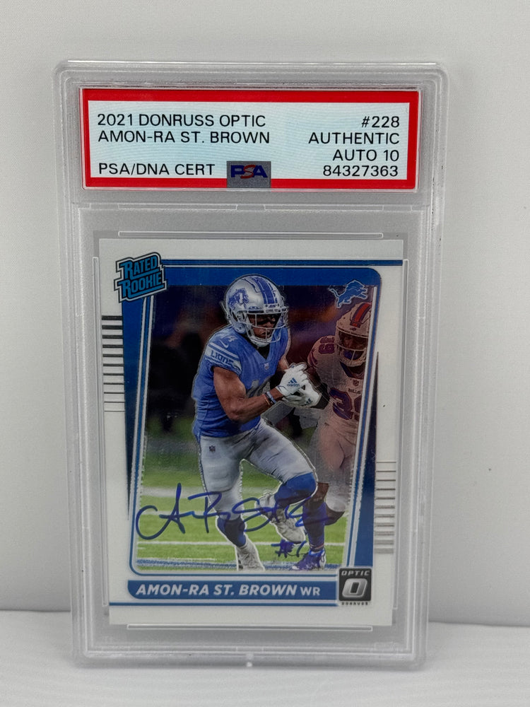 
                        2021 Donruss Optic Amon St. Brown #228 PSA Authentic Auto 10 Detroit Lions - Rated Rookies
                    
