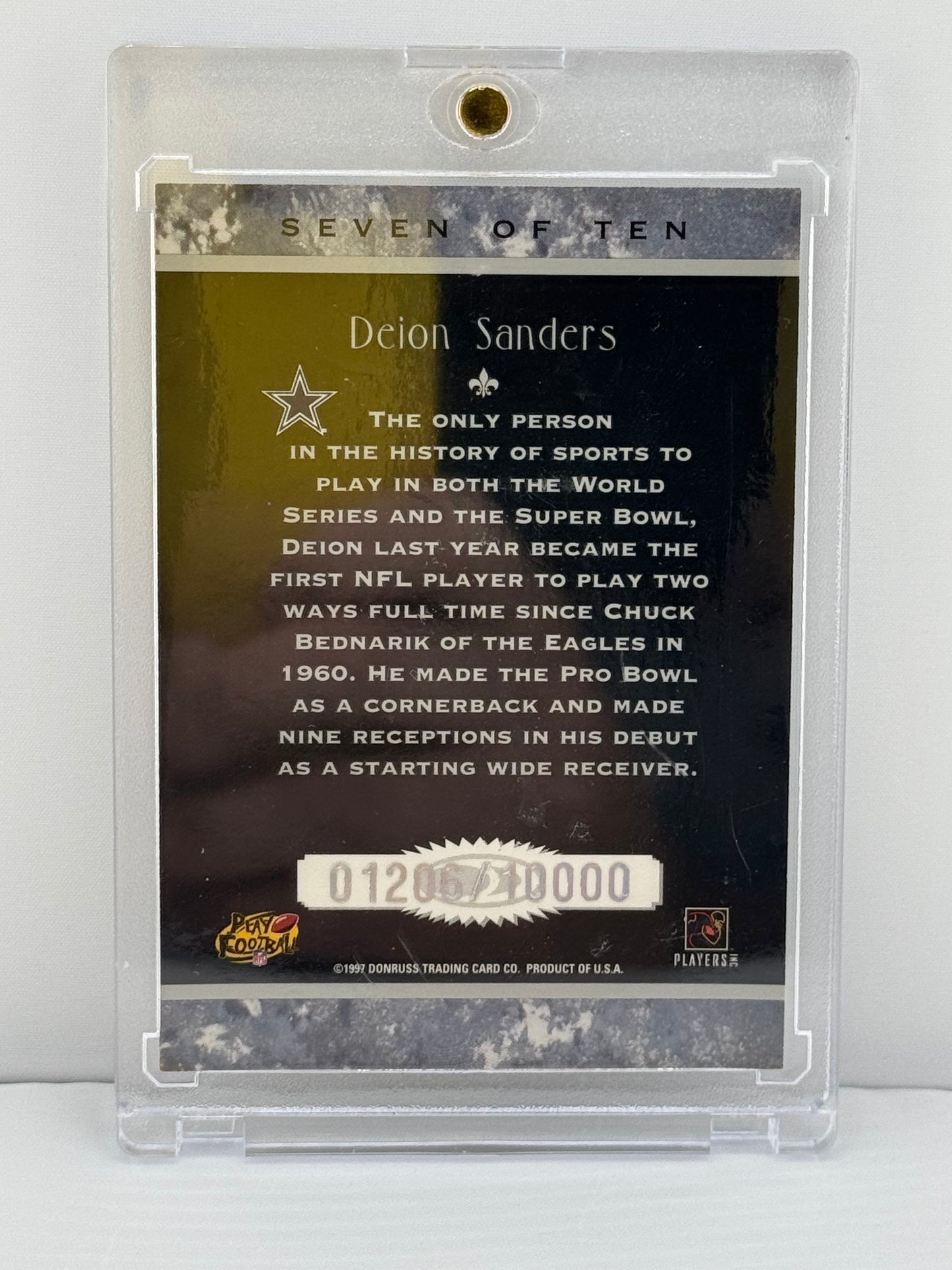 1997 Donruss #7 Deion Sanders Leyendas de la caída 1206/10000