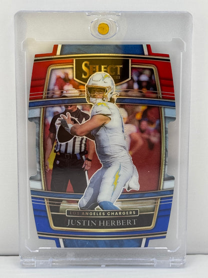 2021 Select #19 Justin Herbert Red White Blue Die-Cut Prizm
