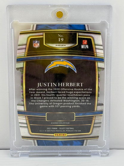 2021 Select #19 Justin Herbert Red White Blue Die-Cut Prizm