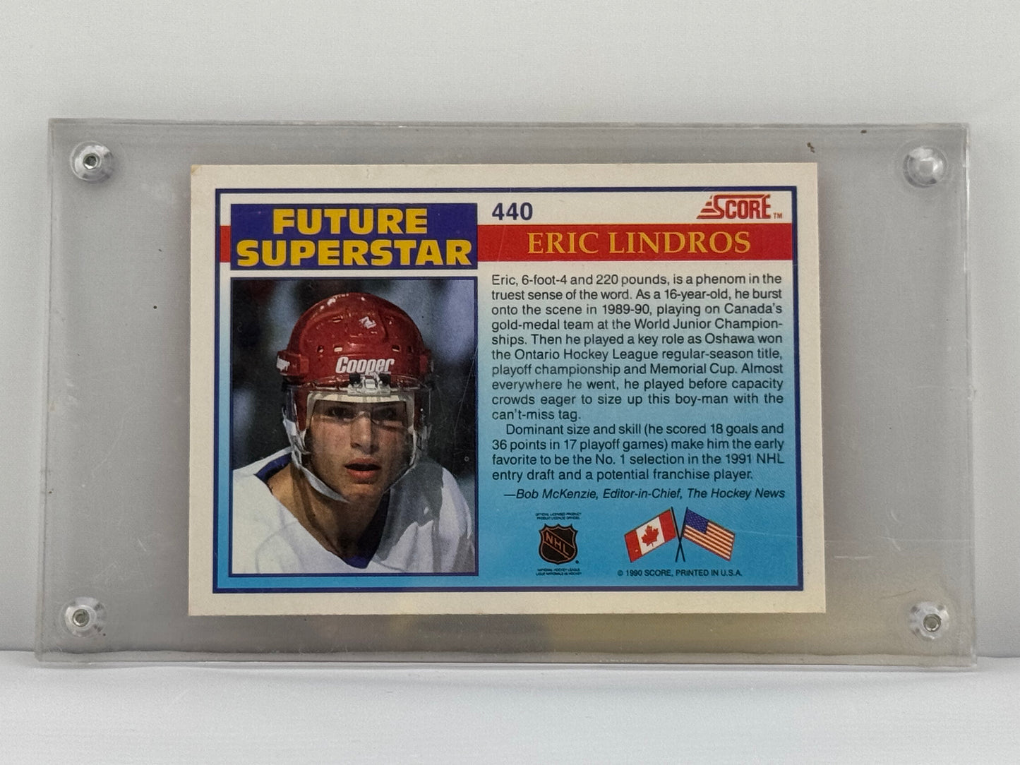 1990 Score #440 Eric Lindros RC Future Superstar