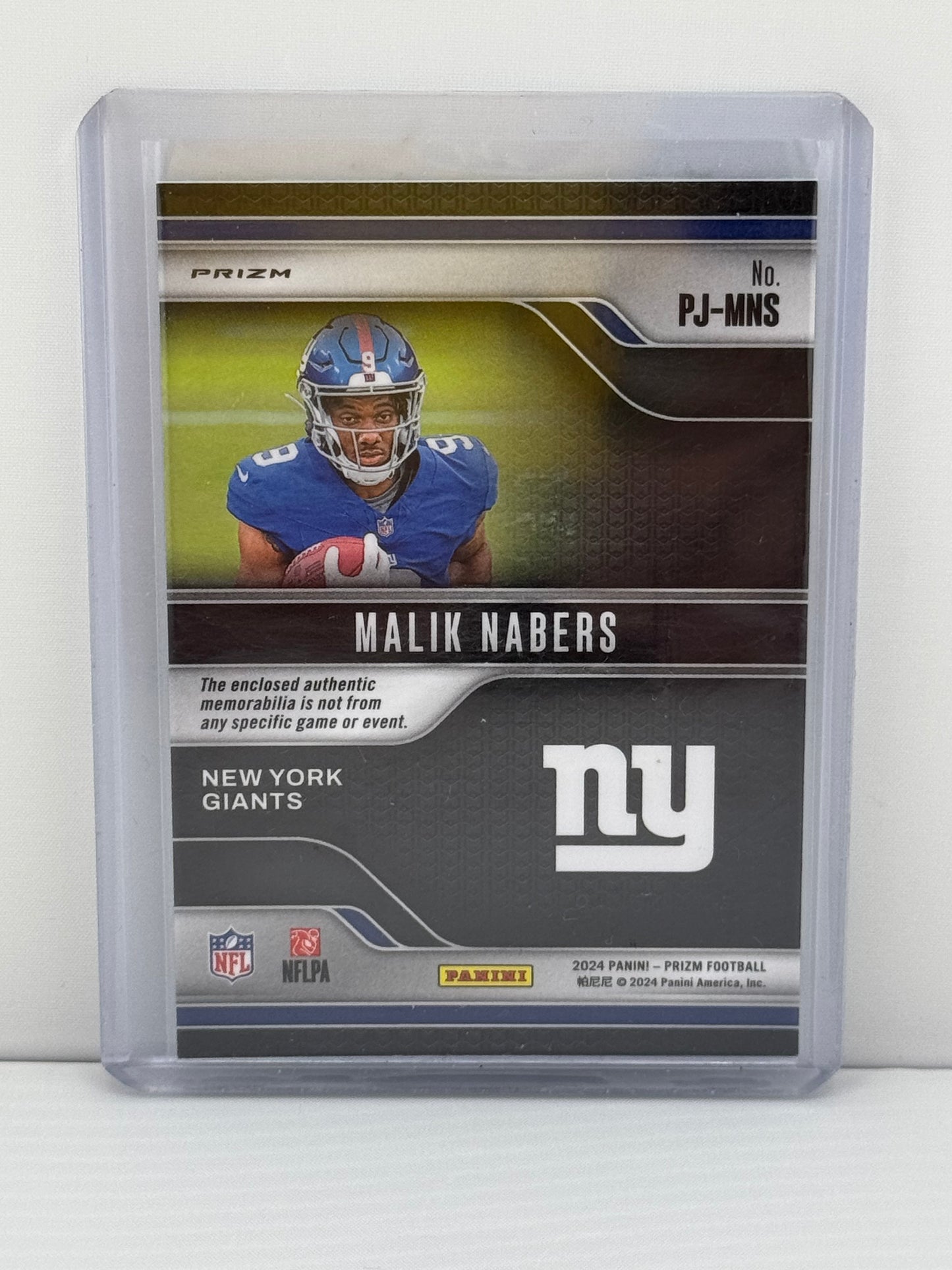 2024 Prizm #RG-MNS Malik Nabers Rookie Gear Patch Neon Green Pulsar