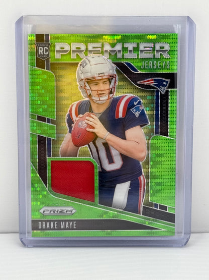 2024 Prizm #PJ-DME Drake Maye Premier Jerseys Neon Green Pulsar