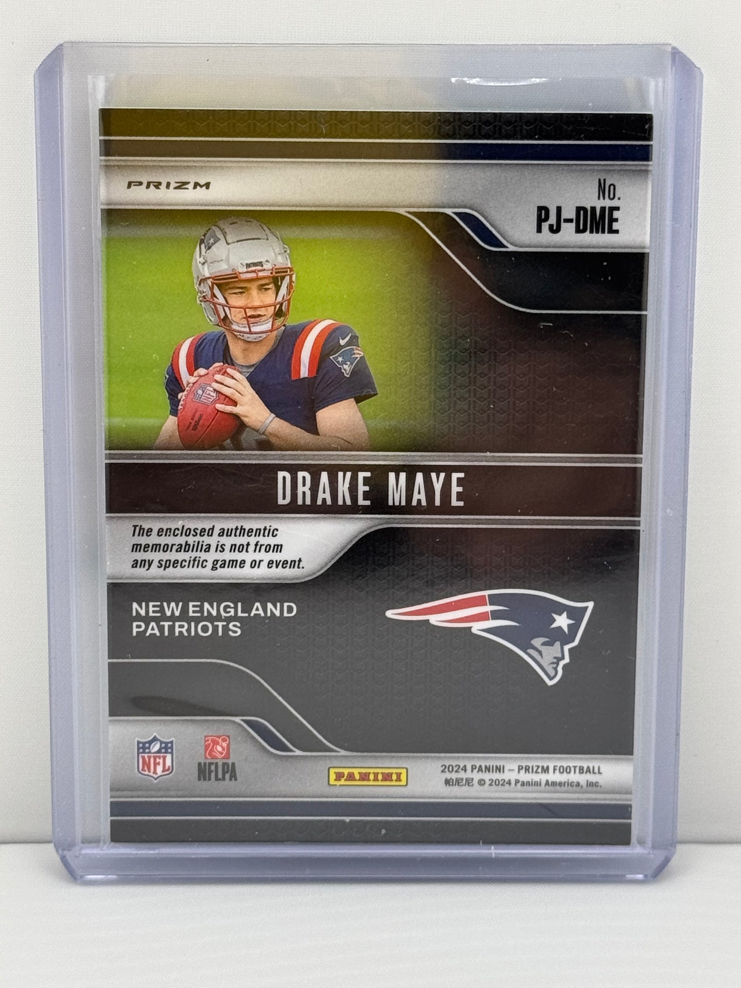 2024 Prizm #PJ-DME Drake Maye Premier Jerseys Neon Green Pulsar