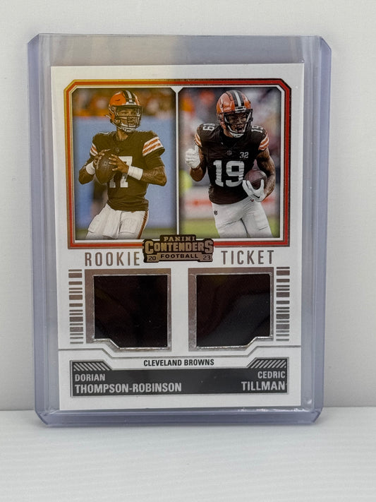 2023 Contenders #DS-7 Dorian Thompson-Robinson / Cedric Tillman Rookie Ticket Patch Cleveland Browns