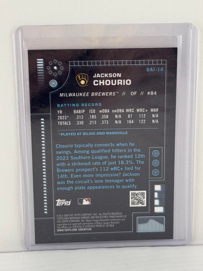2024 Bowman Chrome #BAI-16 Jackson Chourio Bowman AI