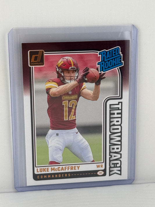 2024 Donruss #16 Luke McCaffrey Novato con calificación retro