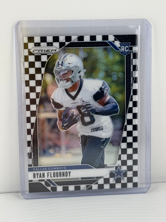 2024 Prizm #387 Ryan Flournoy White Black Checkerboard Dallas Cowboys