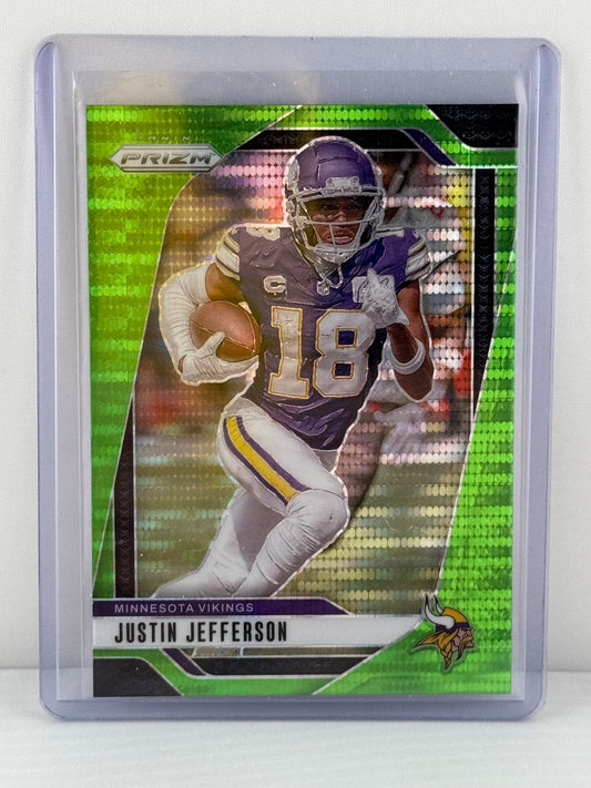 2024 Prizm #187 Justin Jefferson Neon Green Pulsar Minnesota Vikings