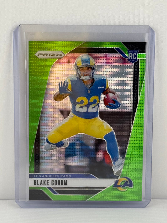 2024 Prizm #308 Blake Corum RC Neon Green Pulsar Los Angeles Rams