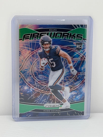 2024 Prizm #19 Rome Odunze RC Fireworks Green Prizm