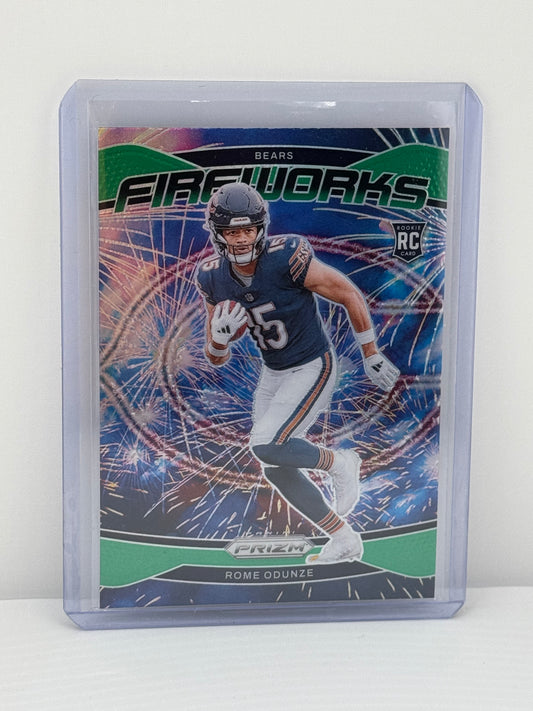 2024 Prizm #19 Rome Odunze RC Fireworks Green Prizm Chicago Bears