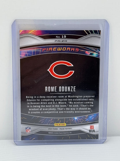 2024 Prizm #19 Rome Odunze RC Fireworks Green Prizm