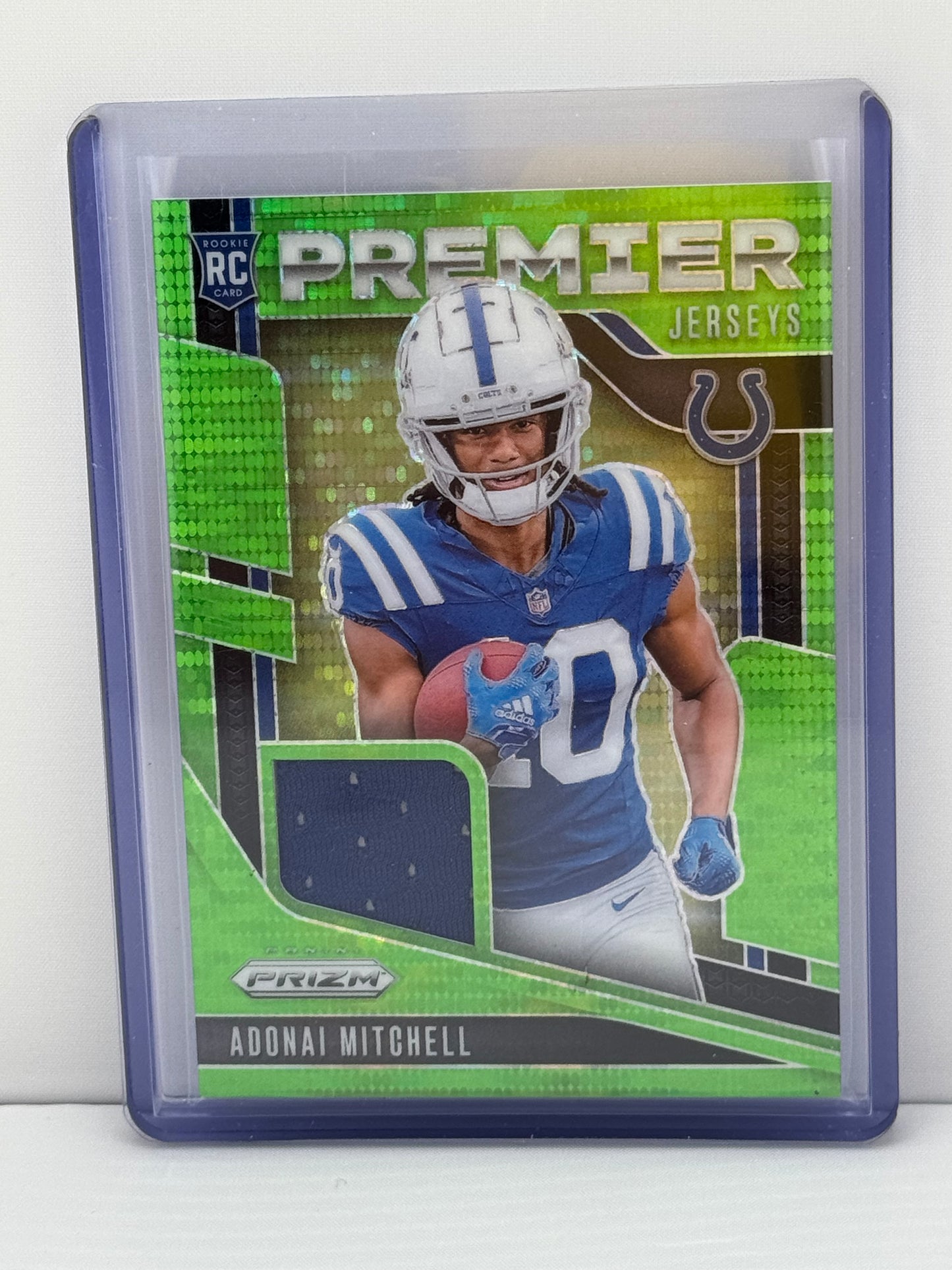 2024 Prizm #PJ-AML Adonai Mitchell Premier Jerseys Neon Green Pulsar
