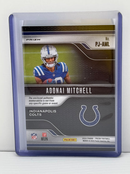 2024 Prizm #PJ-AML Adonai Mitchell Premier Jerseys Neon Green Pulsar