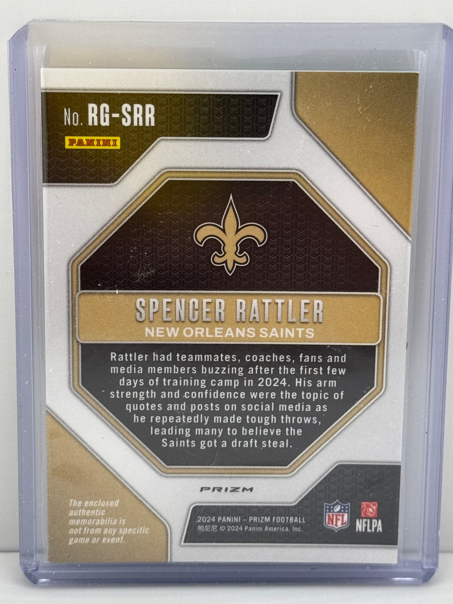 2024 Prizm #RG-SRR Spencer Rattler RC Rookie Gear Patch